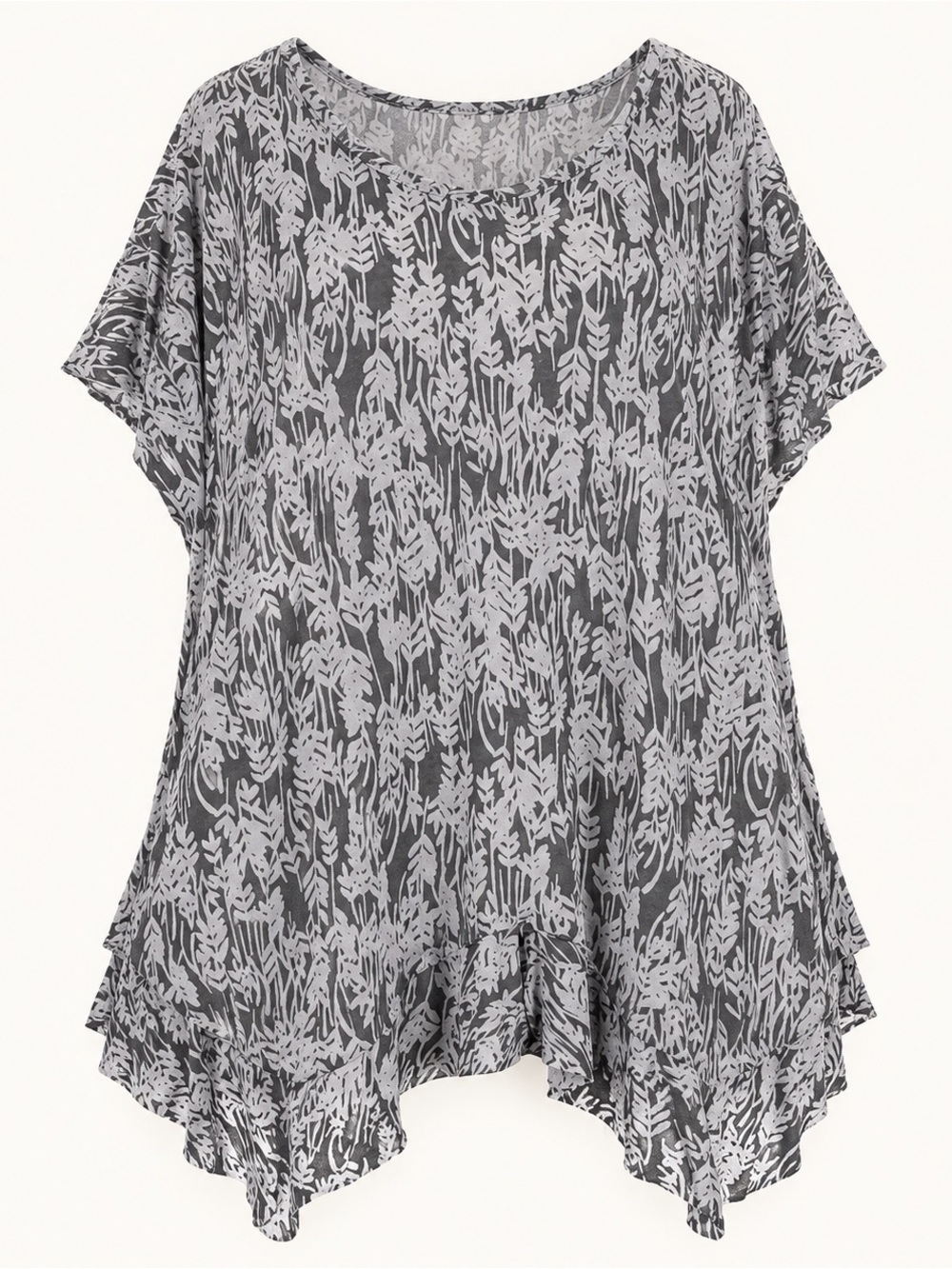 Chalet Gray Abstract Short-Sleeve Swing Tunic